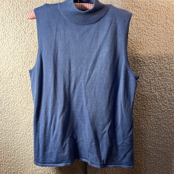 The Look By Randolph Duke Blue Sleeveless Turtleneck Sweater - Picture 2 of 6